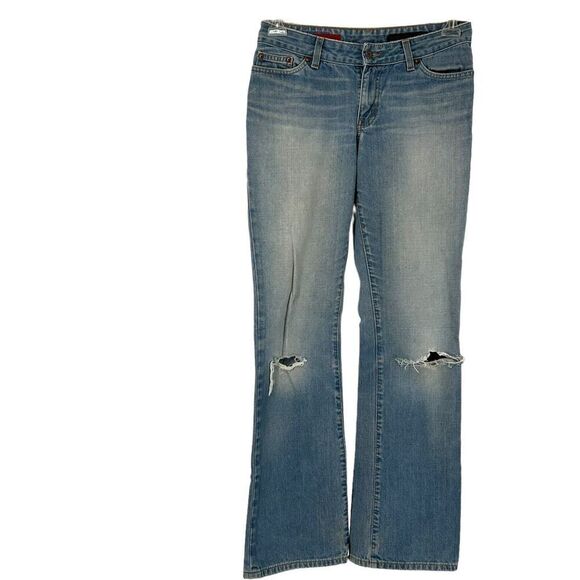 Adriano Goldschmied Blue Jeans Gemini Low Rise Straight Size 28 Distressed Denim - Picture 1 of 11